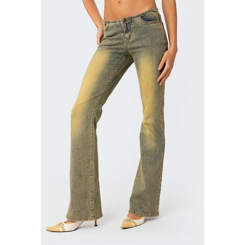 Maris Low Rise Washed Flared Jeans